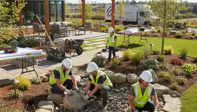 Tree service crew providing landscape design in Oshkosh, WI for local residential properties