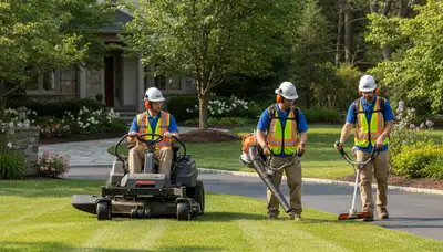 Arbor Tree Care crew providing lawn service in Oshkosh, WI for healthy, well-kept yards