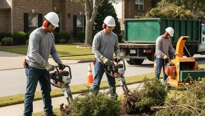 Oshkosh, WI crew removing overgrown shrubs for safe, efficient yard cleanup