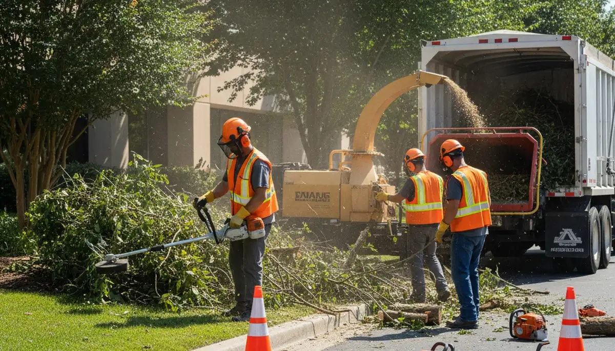 Oshkosh, WI crew removing overgrown shrubs for safe, efficient yard cleanup