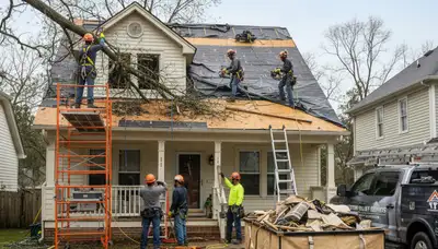 Storm damage tree cleanup in Oshkosh, WI by a professional tree removal crew