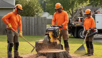 Stump removal service in Oshkosh, WI for fast, safe stump clearing in lawns and tight spaces