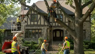 Tree service crew in Oshkosh, WI performing professional tree removal and trimming