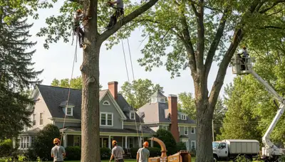 Tree service crew in Oshkosh, WI handling professional tree removal on a residential property