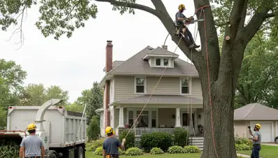 Tree service crew in Oshkosh, WI providing professional tree removal and trimming services