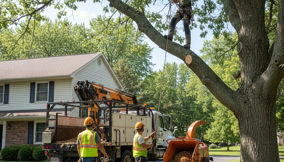 Tree service crew in Oshkosh, WI providing professional tree removal and trimming services