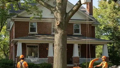 Tree service crew in Oshkosh, WI performing professional tree removal and cleanup