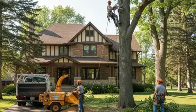 Tree service crew in Oshkosh, WI providing professional tree removal and trimming services
