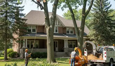 Tree service crew in Oshkosh, WI providing professional tree removal and trimming services
