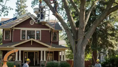 Tree service crew in Oshkosh, WI performing professional tree removal and trimming services