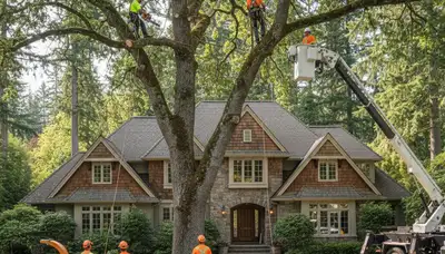 Tree service crew in Oshkosh, WI performing professional tree removal and cleanup